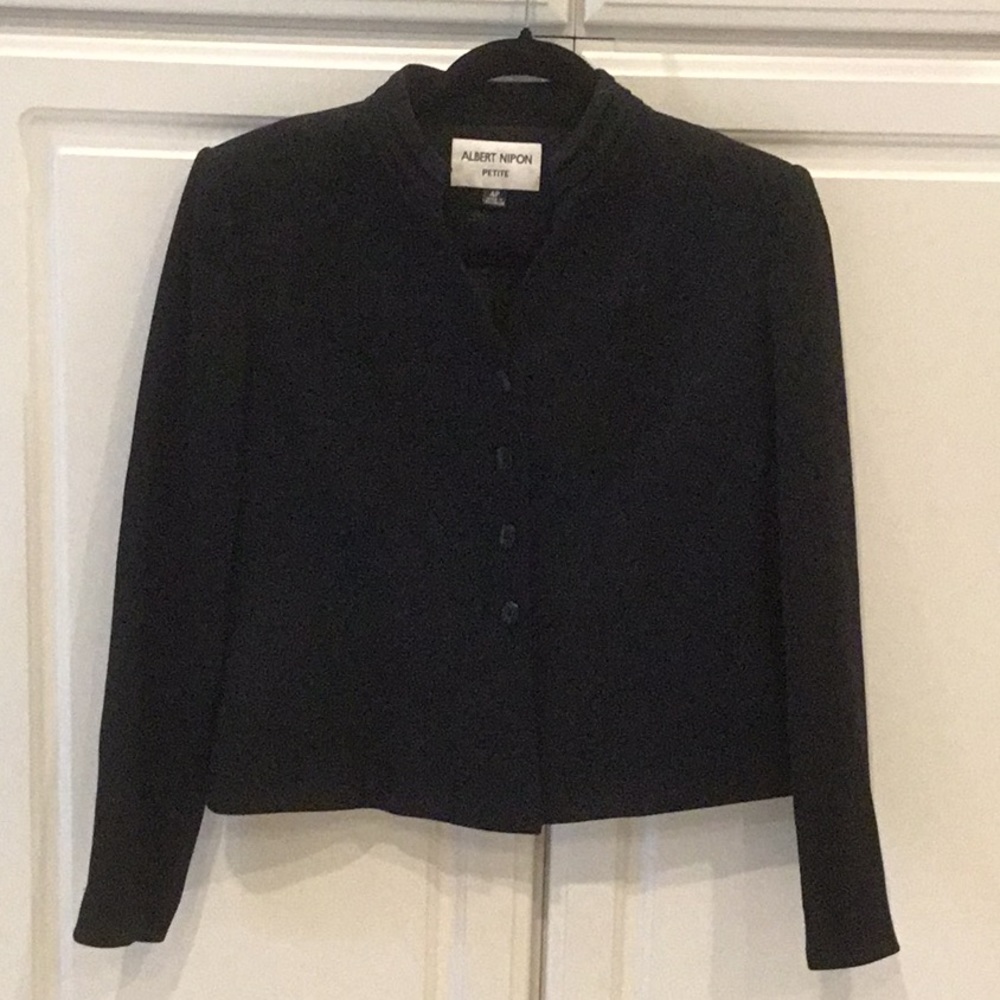 Albert Nipon Vintage Black Wool Short Jacket